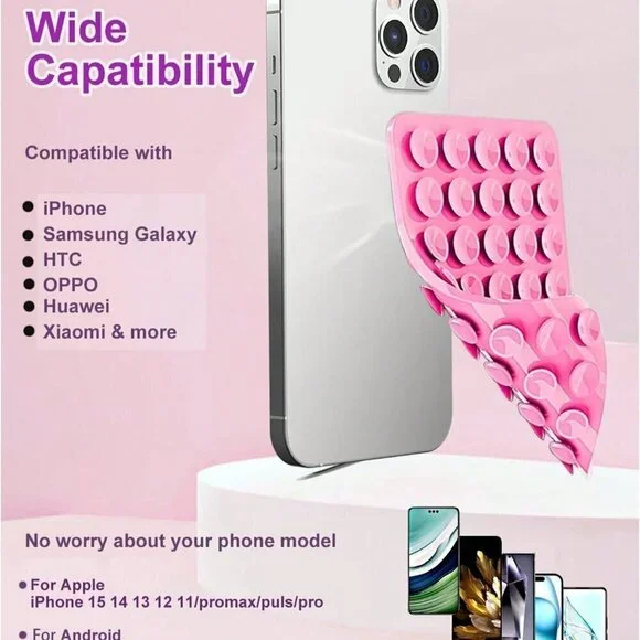 Hot Pink Home's Silicone Suction Cup Phone Holder Hands-Free Mobile Phone Stand - Picture 3 of 4